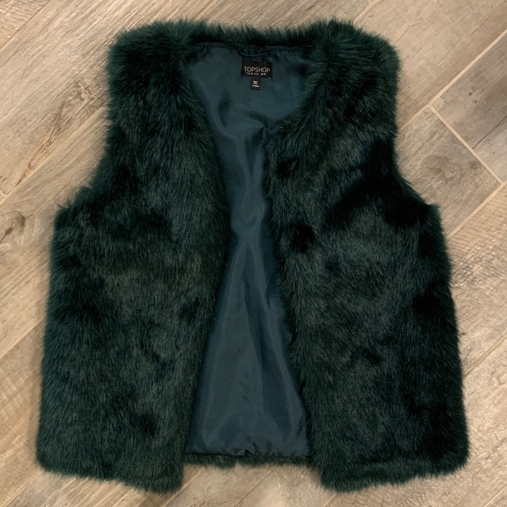Topshop Emerald Faux Fur Vest